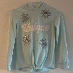 Wonder Nation Light Blue Kids Hoodie with Floral Design